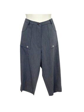 NWT LASANIA PETITE PINSTRIPE CAPRI PANTS W/ WHITE GROMMETS - 12P